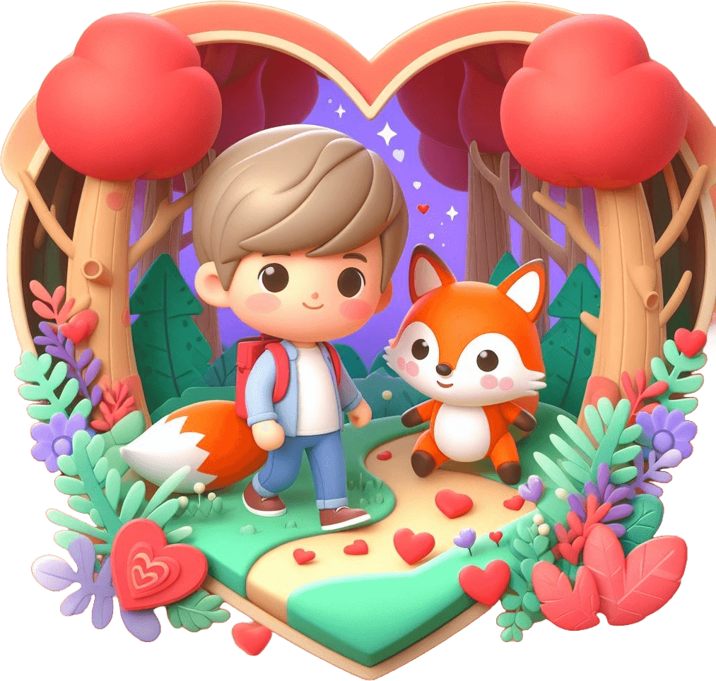 Boy And Fox Valentine's Day Sticker 