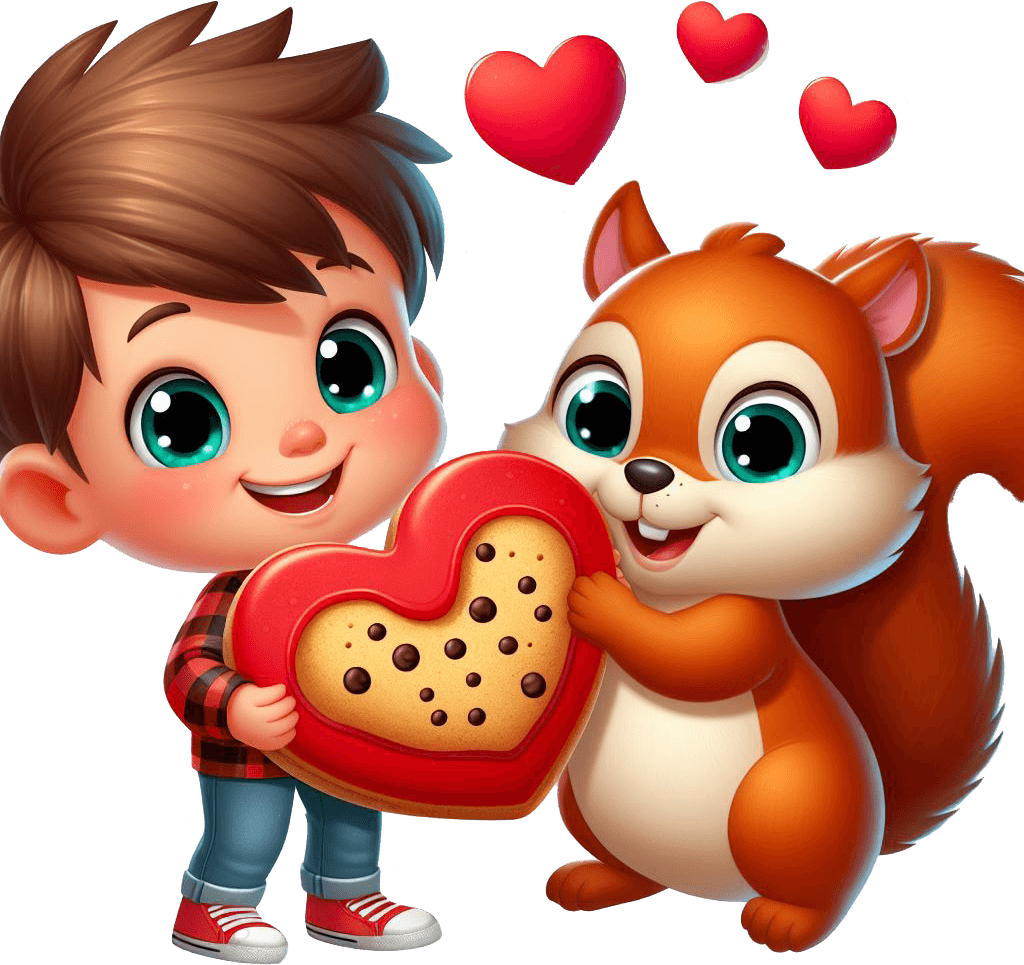 Boy And Squirrel Valentine's Day Sticker 