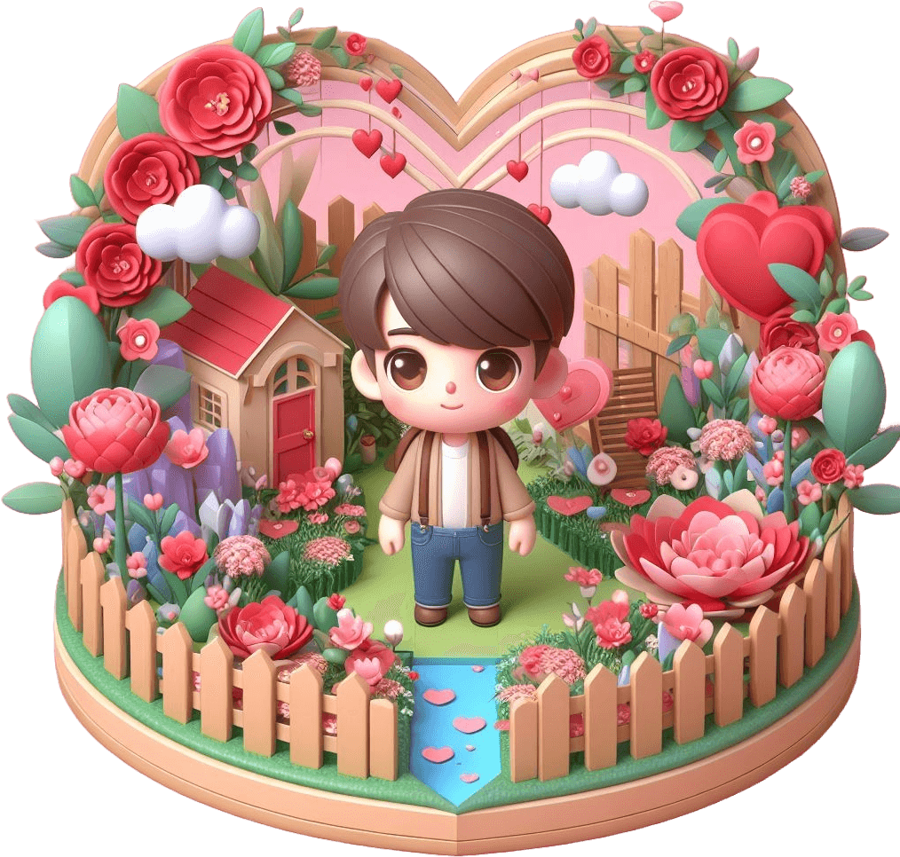 Boy In Flower Garden Valentine's Day Sticker 