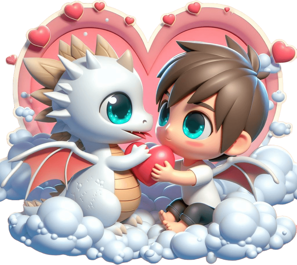 Boy And Dragon Valentine's Day Sticker 