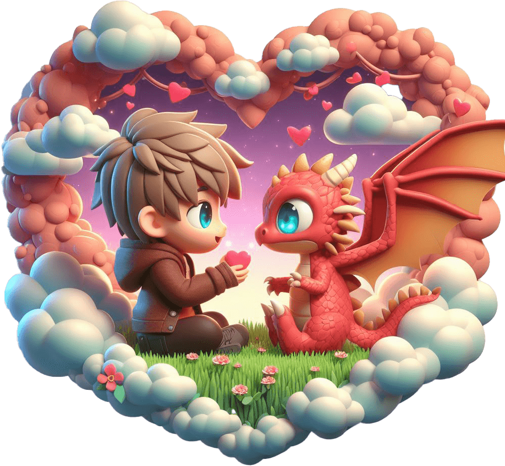 Fantasy Boy And Dragon Valentine's Day Sticker 
