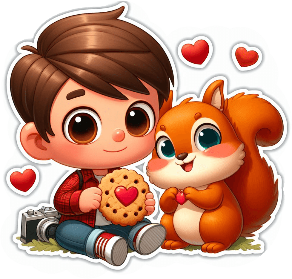 Valentine's Day Cookie Sharing With Squirrel Sticker 