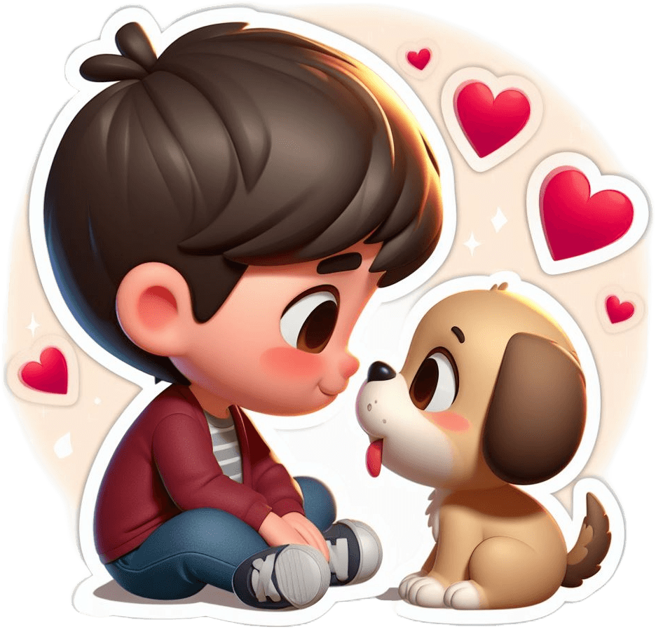 Heartfelt Moments With Boy And Puppy Sticker 