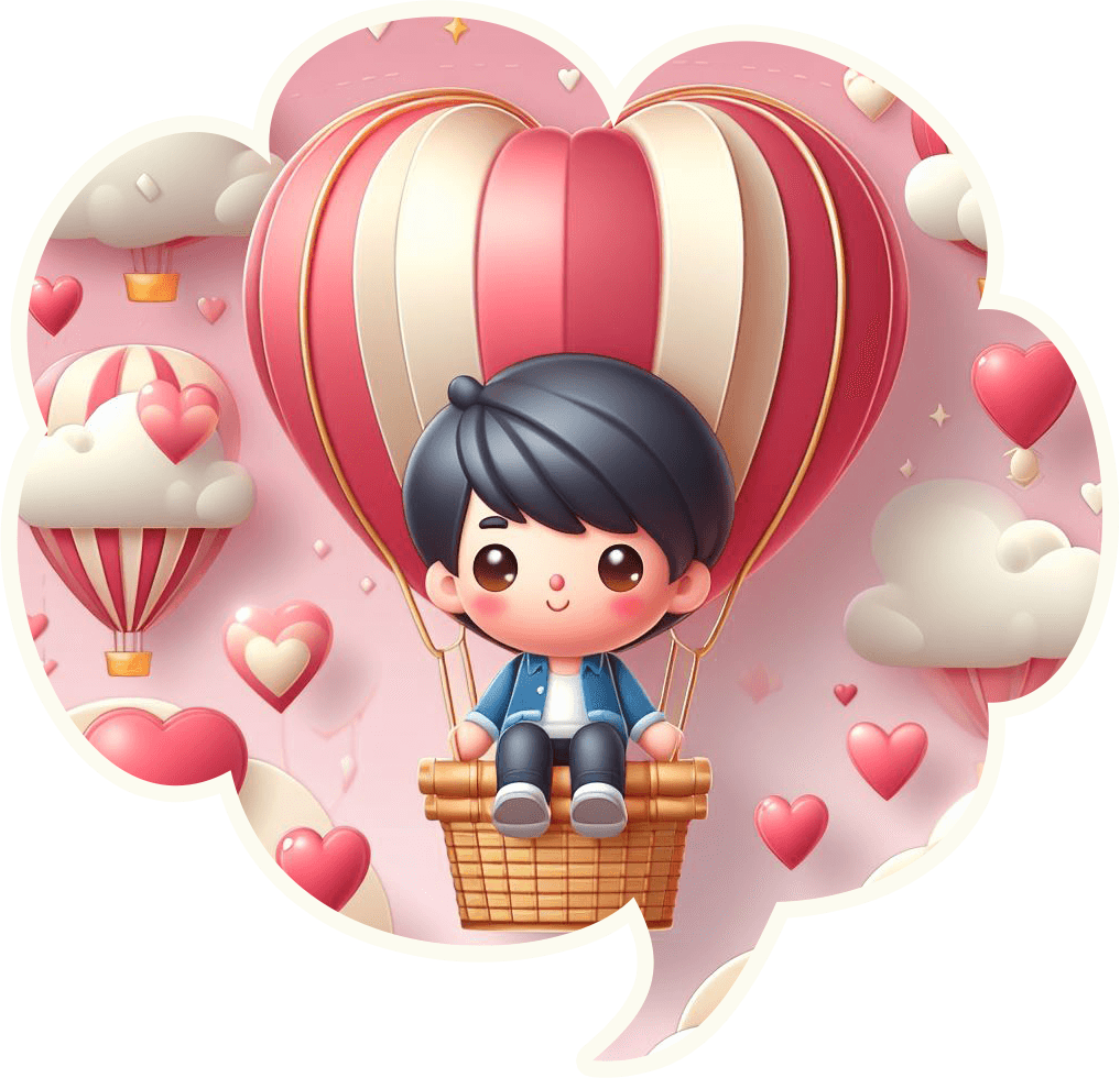 Hot Air Balloon Heart Ride Valentine's Sticker 