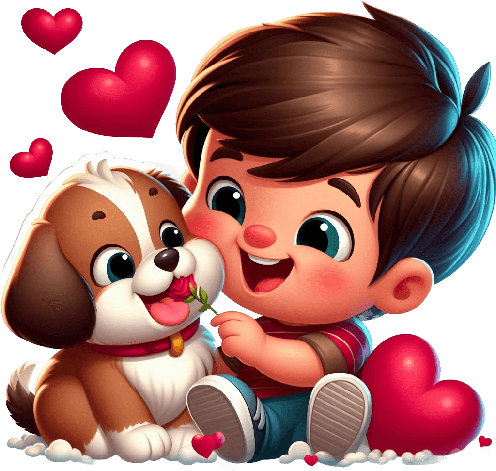 Boy And Puppy Love Valentine's Sticker 
