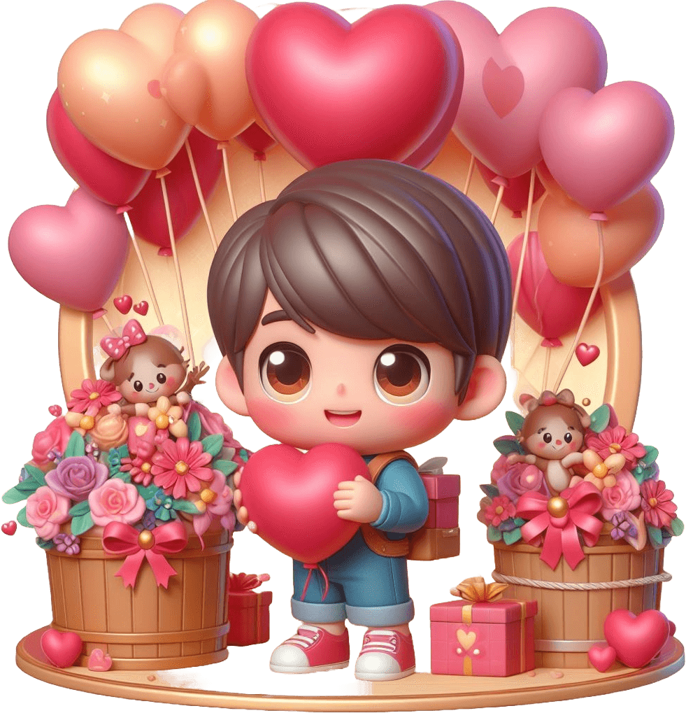 Heart Balloons And Blossoms Valentine's Sticker 