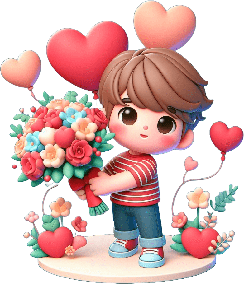 Valentine's Bouquet Boy Sticker 