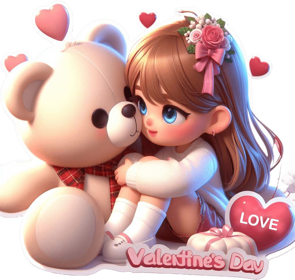 Teddy Bear Embrace Valentine's Day Sticker 