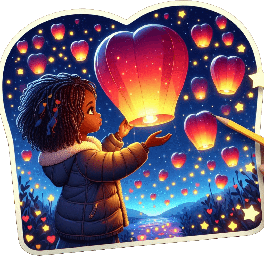 Heart Lantern Release Valentine's Day Sticker 