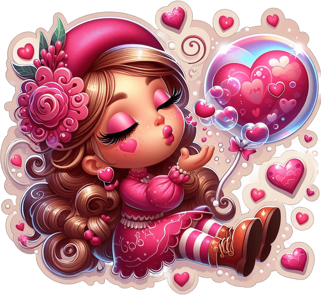 Kisses Bubble Valentine's Day Sticker 