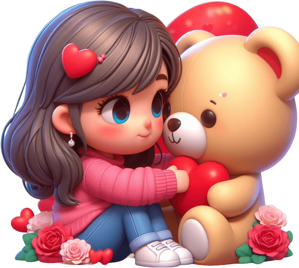 Teddy Bear Embrace Valentine's Day Sticker 