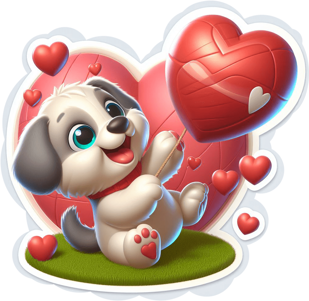 Playful Puppy With Heart Valentine's Sticker 