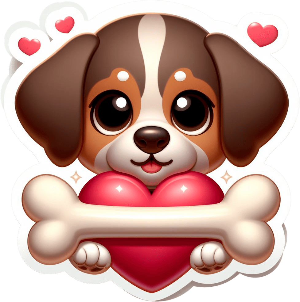 Puppy Holding Heart Valentine's Sticker 