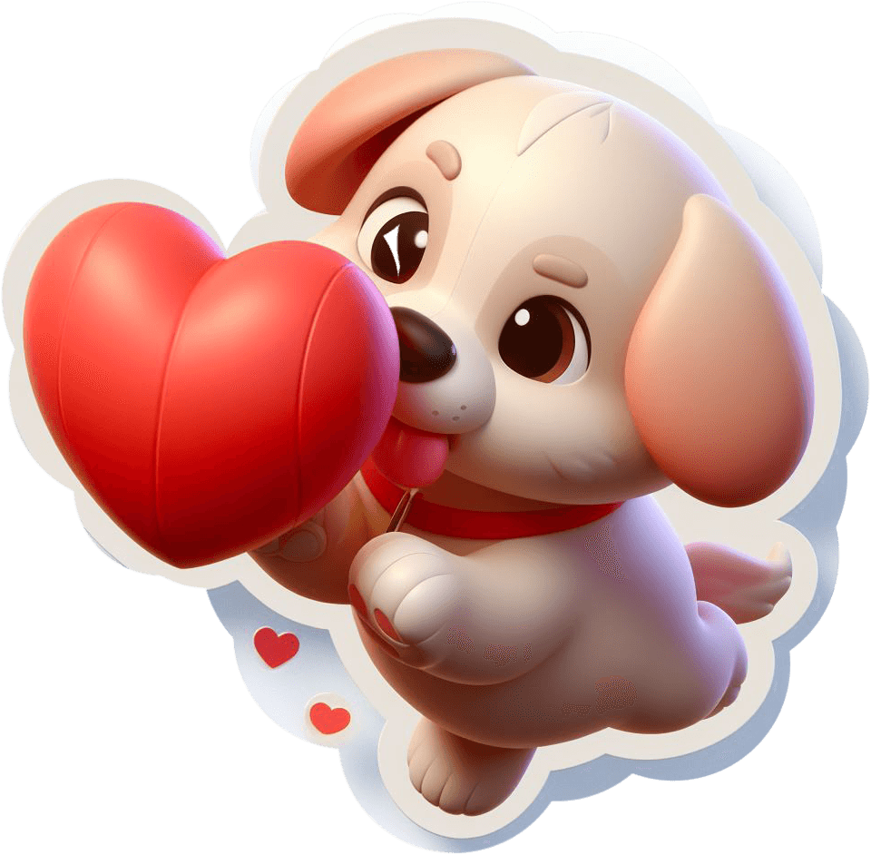 Puppy With Heart Lollipop Valentine's Sticker 