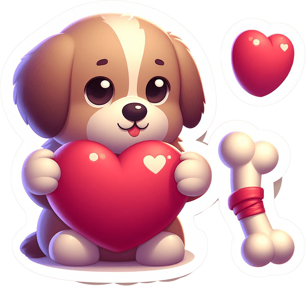 Puppy Holding A Love Heart Valentine's Sticker 