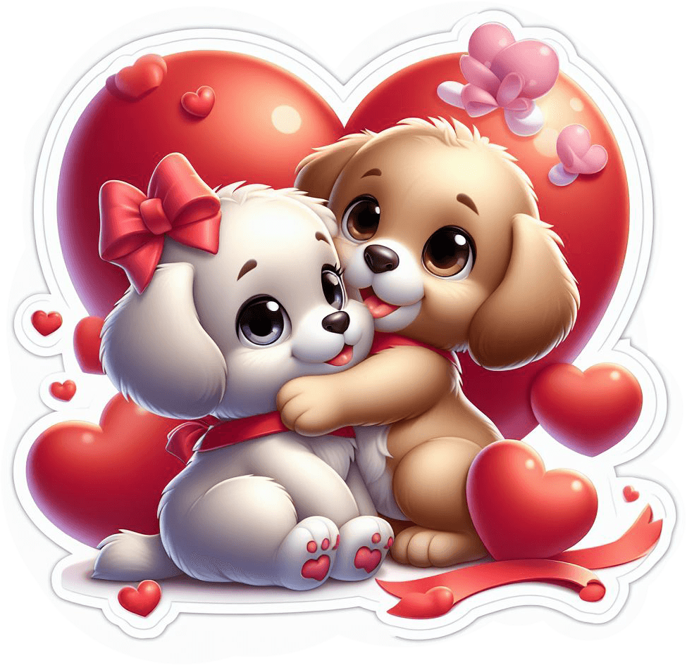 Loving Embrace Puppy Valentine's Sticker 