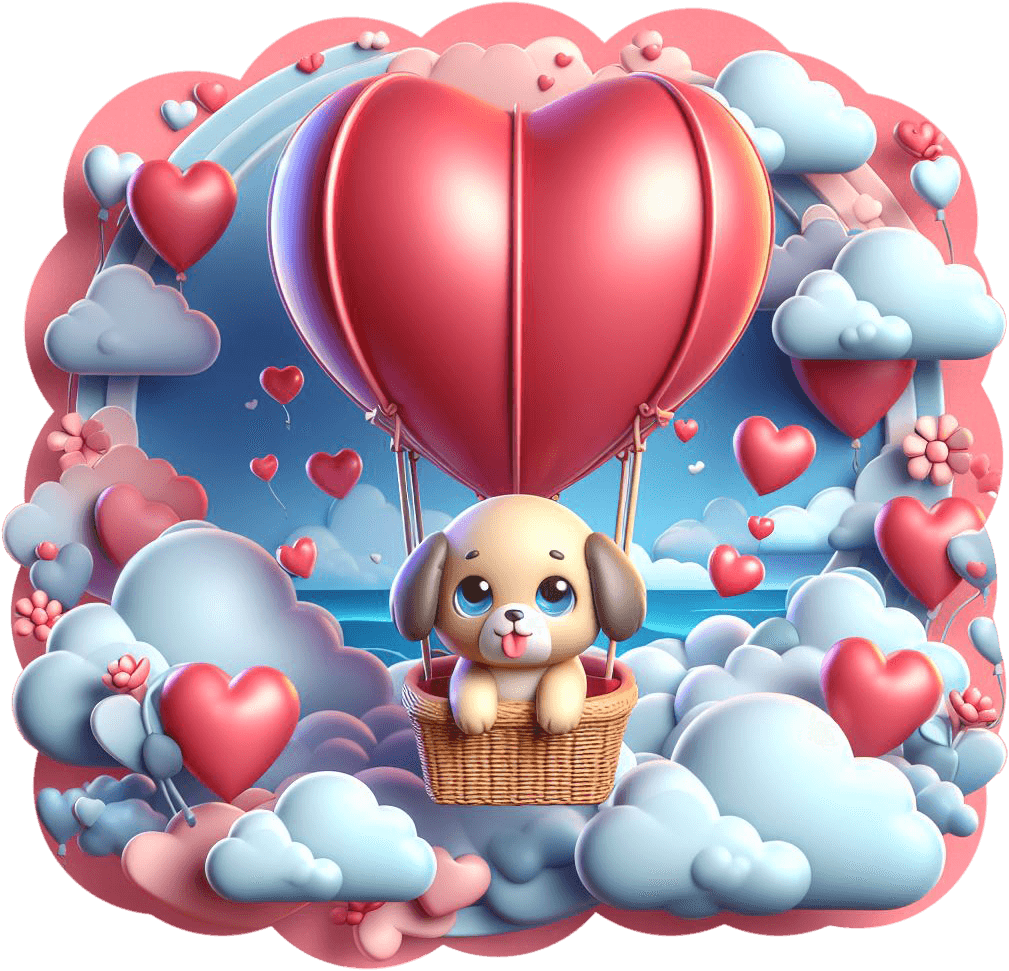 Puppy Heart Balloon Adventure Valentine's Sticker 