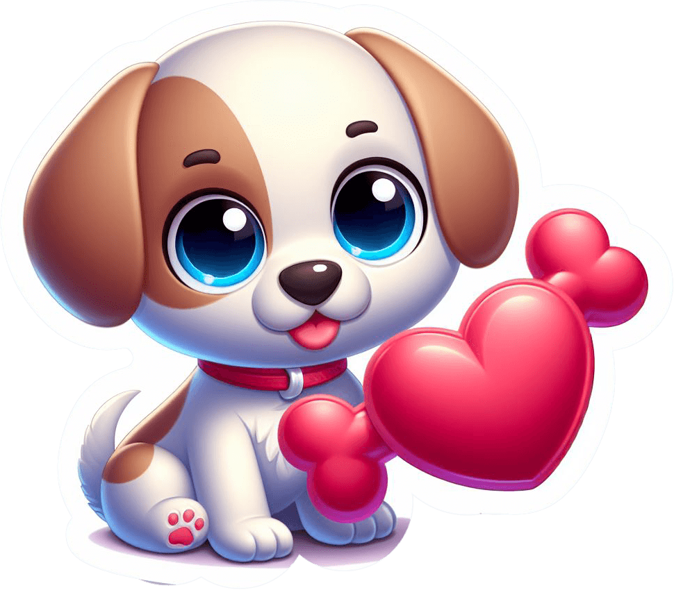 Puppy With Heart Valentine's Day Sticker 