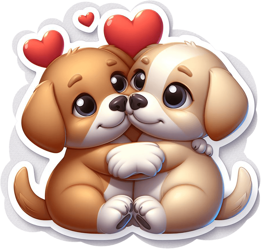 Cuddling Puppies Valentine's Day Sticker 