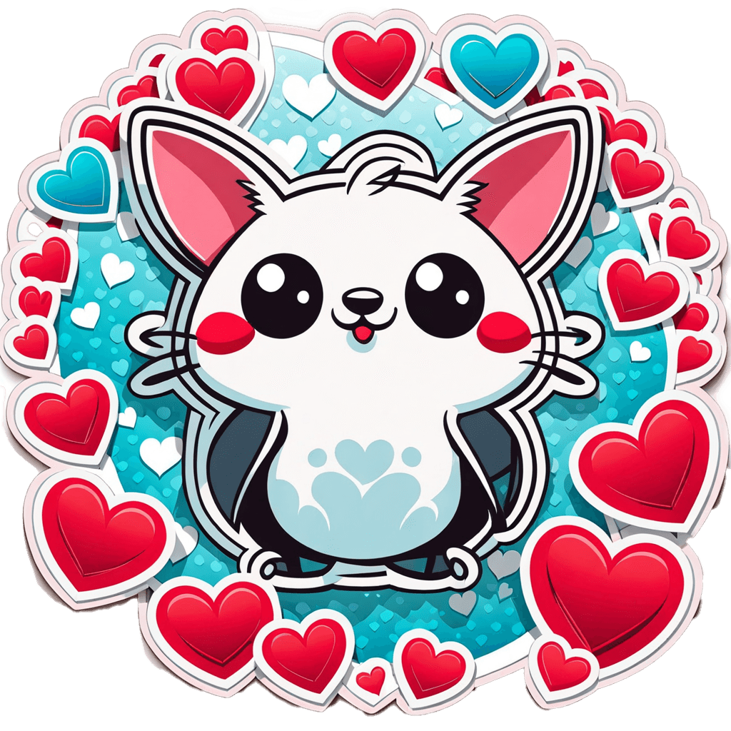 Cute Chinchilla With Hearts Sticker - Valentine's Day Adorable Decal 