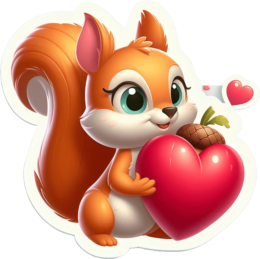 Enchanting Squirrel Valentine's Day Sticker 