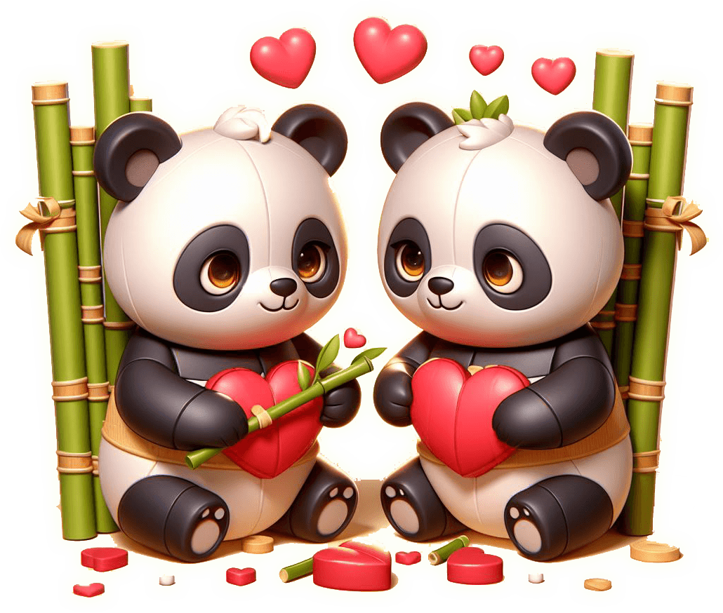 Loving Panda Couple Valentine's Day Sticker 