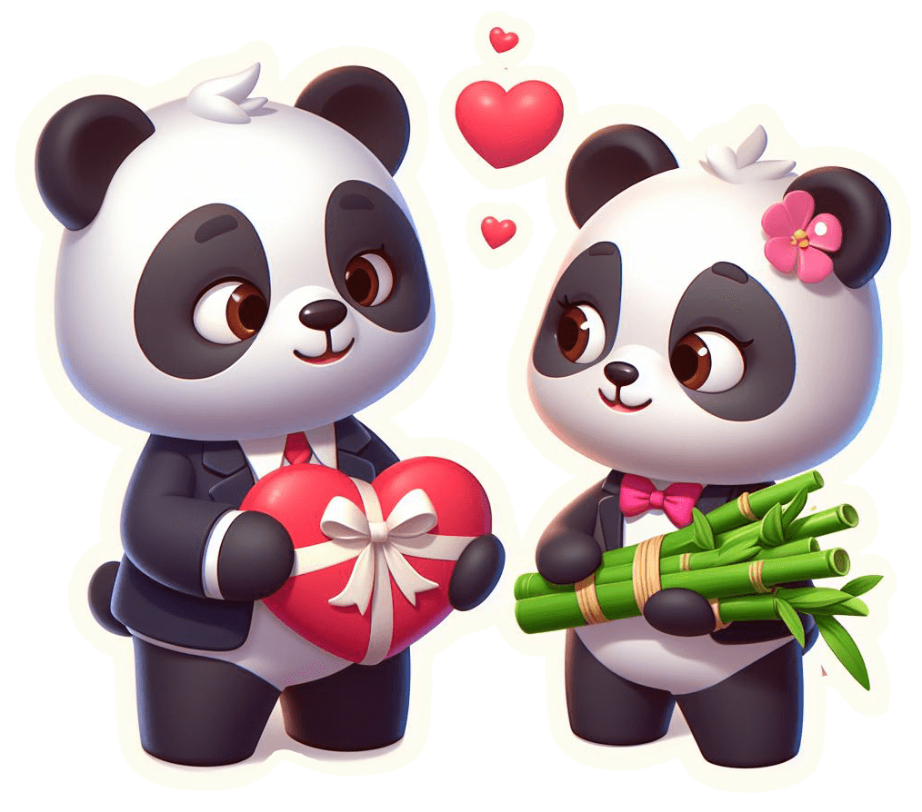 Elegant Pandas Valentine's Day Sticker 
