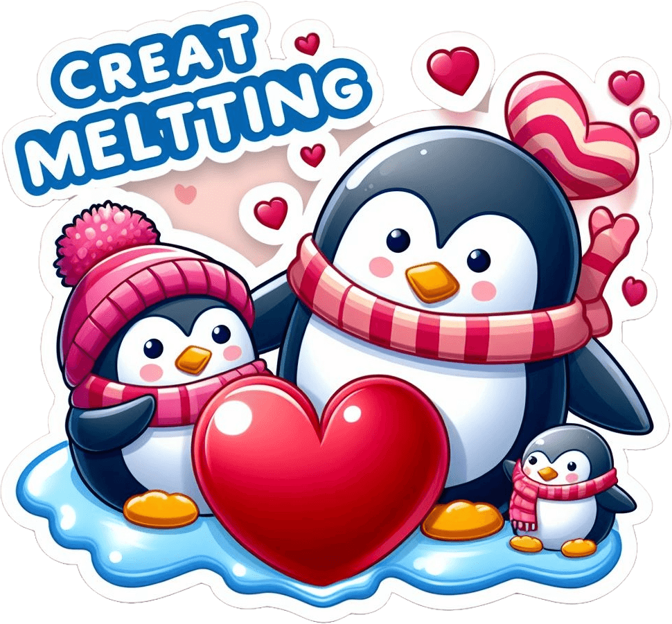 Penguin Family Love Valentine's Day Sticker 