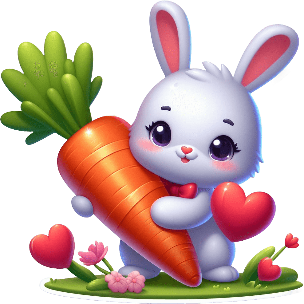 Cute Bunny With Carrot Valentine's Day Sticker 