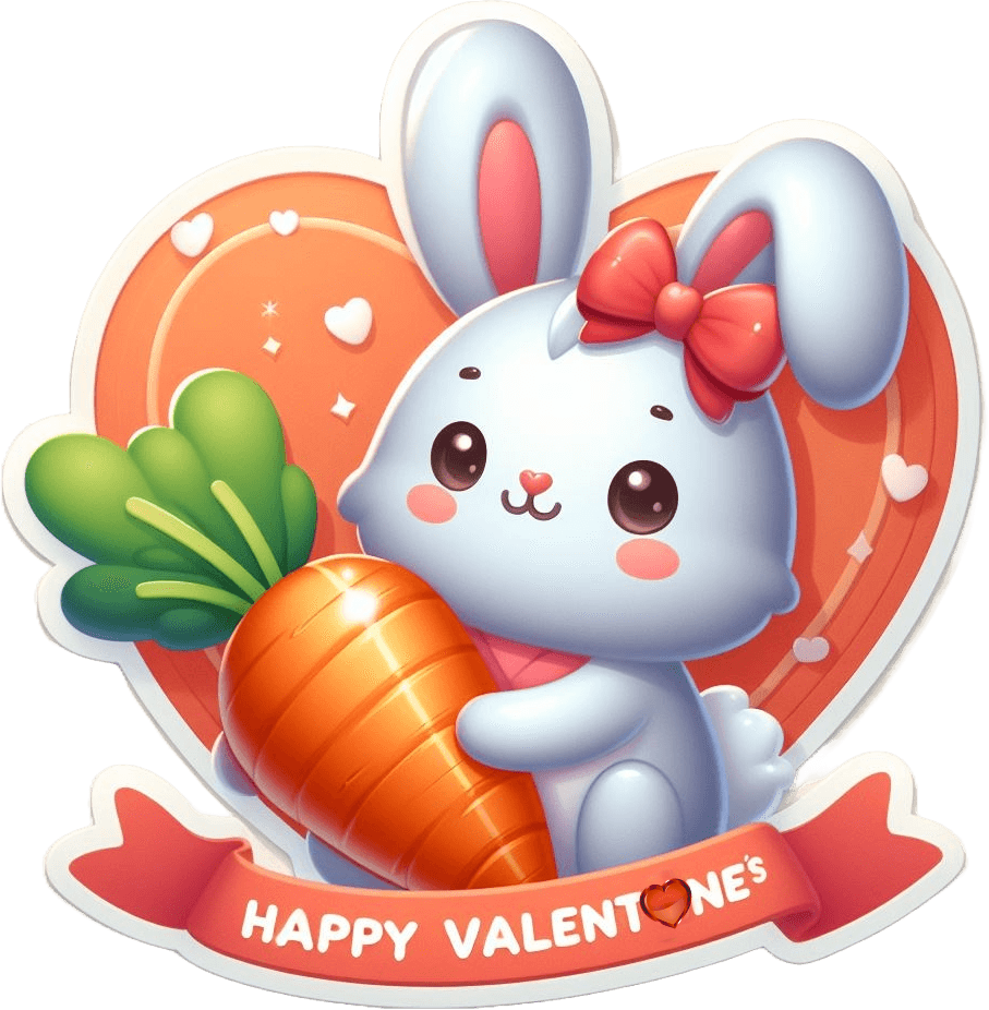 Bunny Valentine's Day Greeting Sticker 