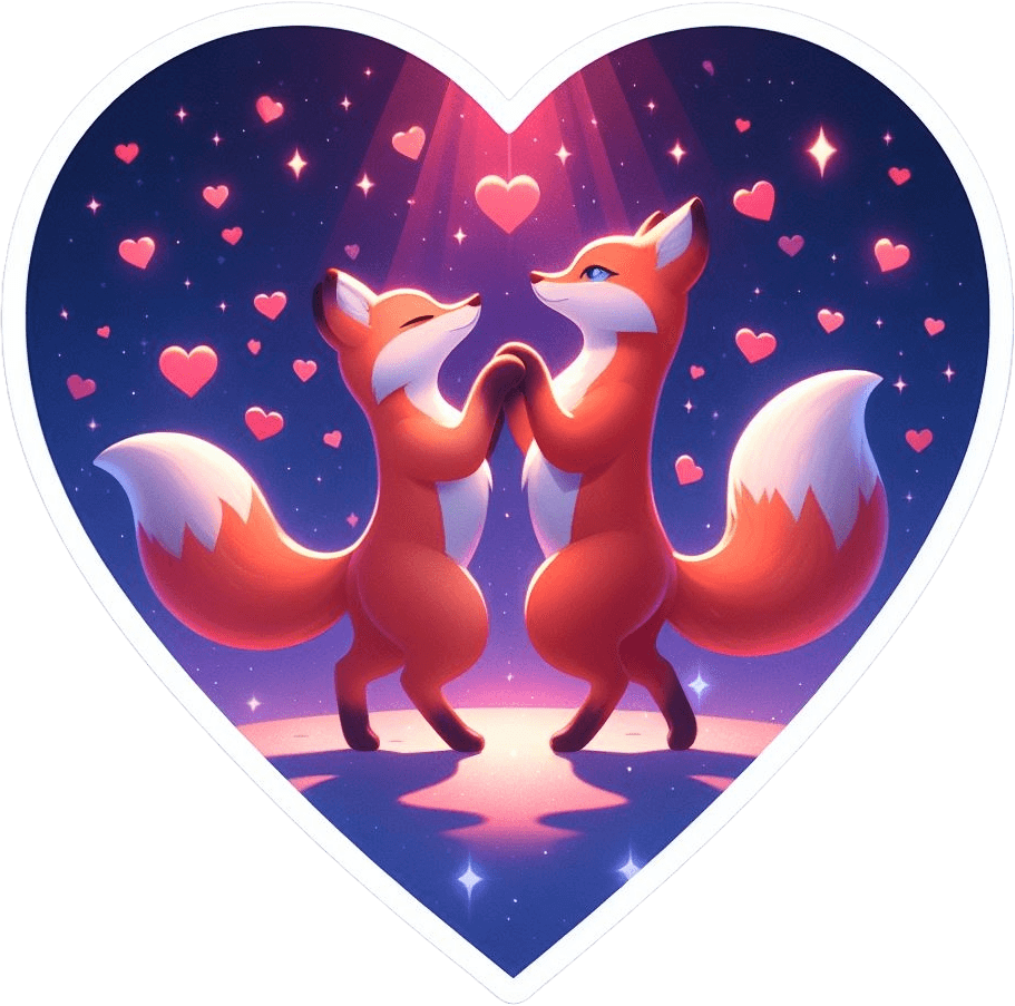 Romantic Fox Couple Valentine's Day Sticker 
