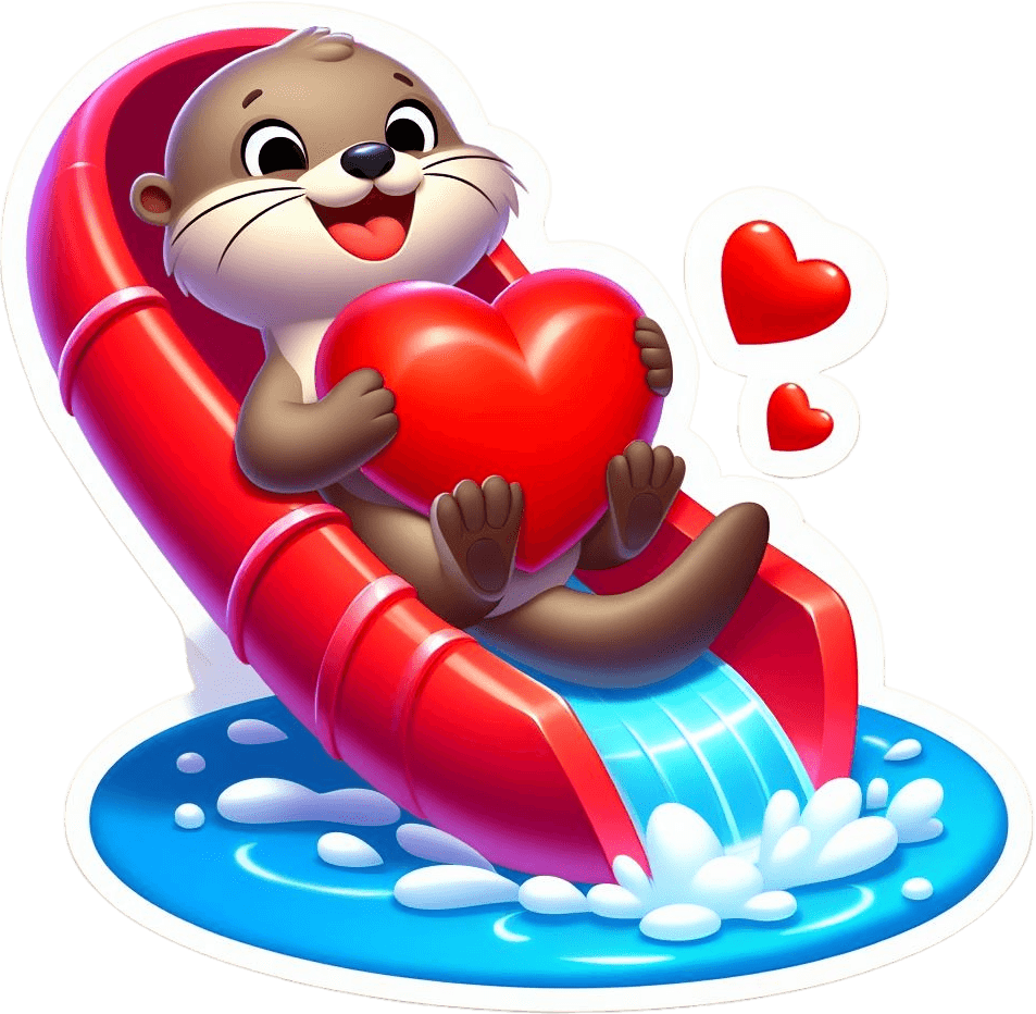 Otter Enjoying Heart Slide Valentine's Sticker 