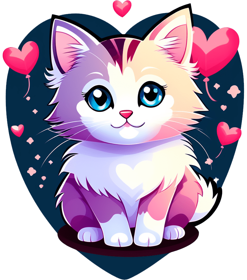 Charming Purple Cartoon Kitty Sticker - Valentine's Day Special 