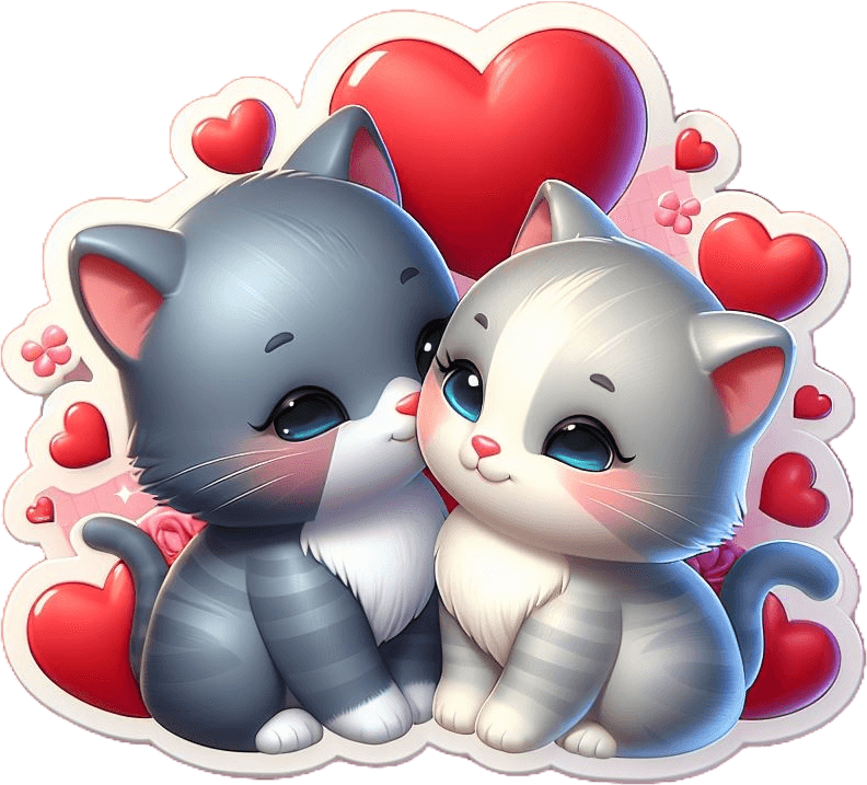Tender Grey Kittens Valentine's Day Sticker 