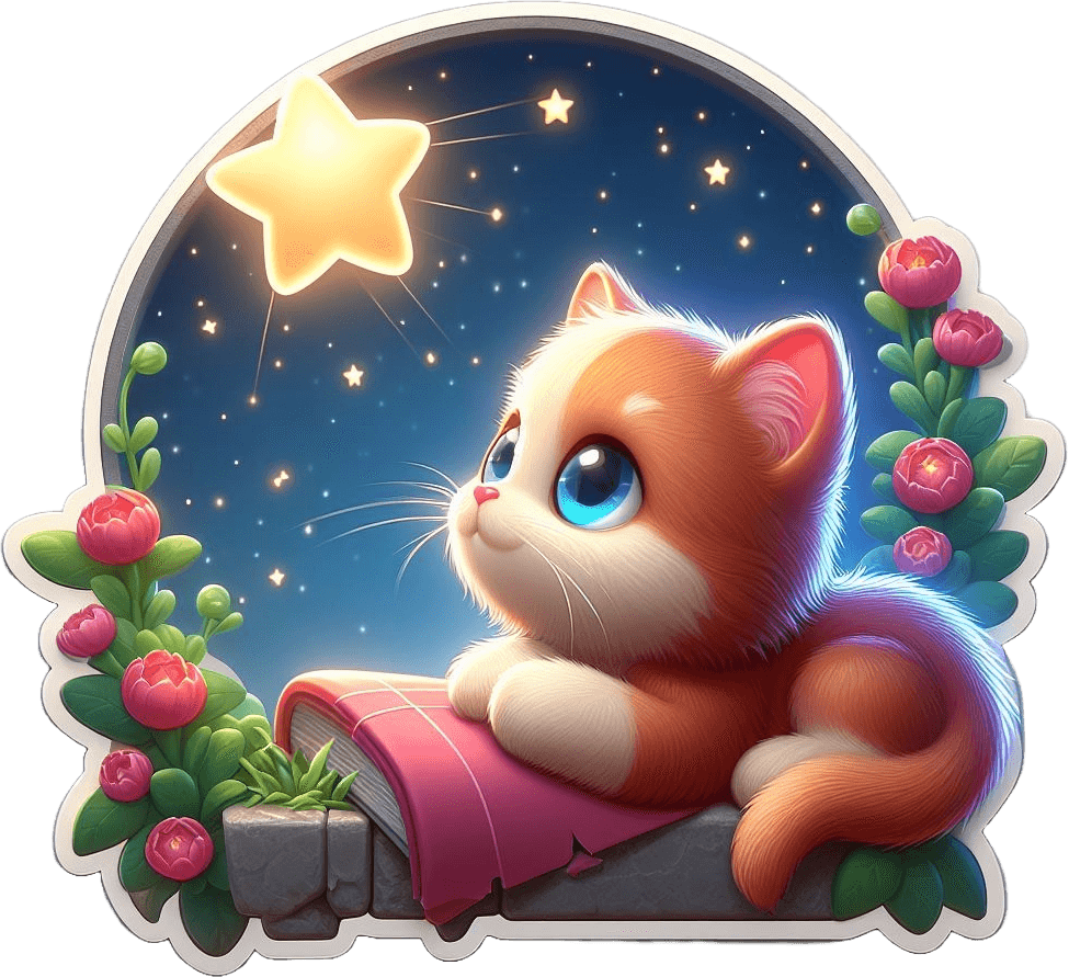 Stargazing Kitten Valentine's Day Sticker 