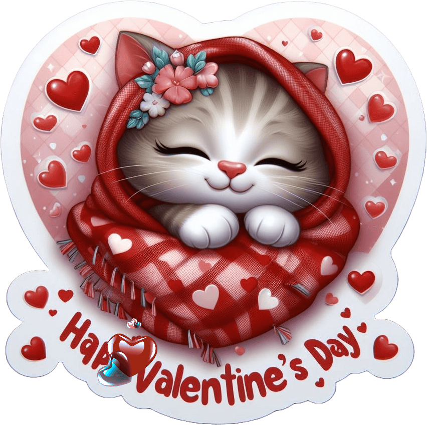 Cozy Kitten In Scarf Valentine's Day Sticker 