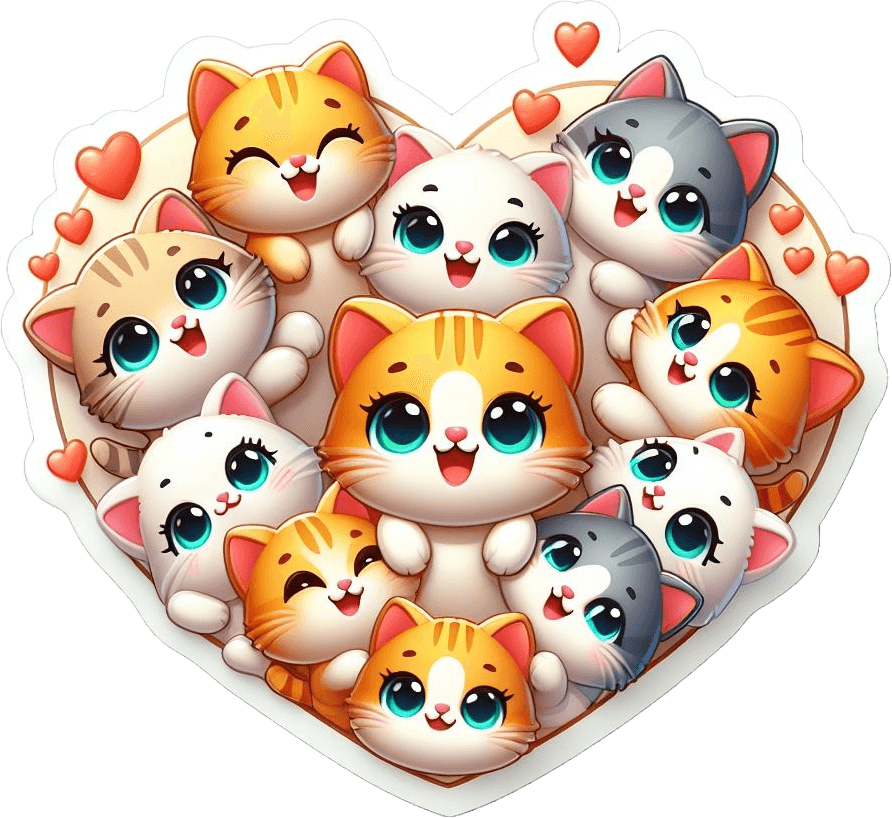 Heart-shaped Cluster Of Kittens Valentine's Sticker 