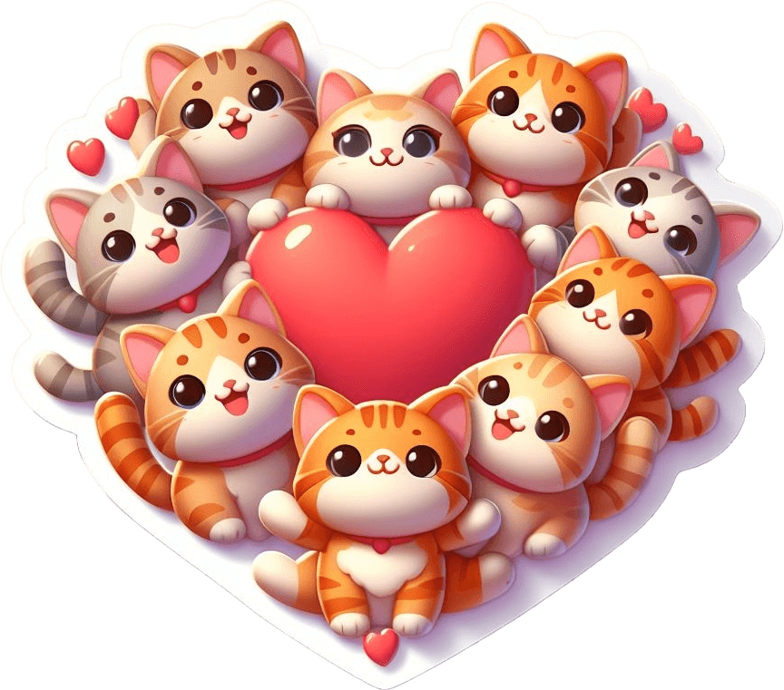 Adorable Kitten Cluster Valentine's Day Sticker 