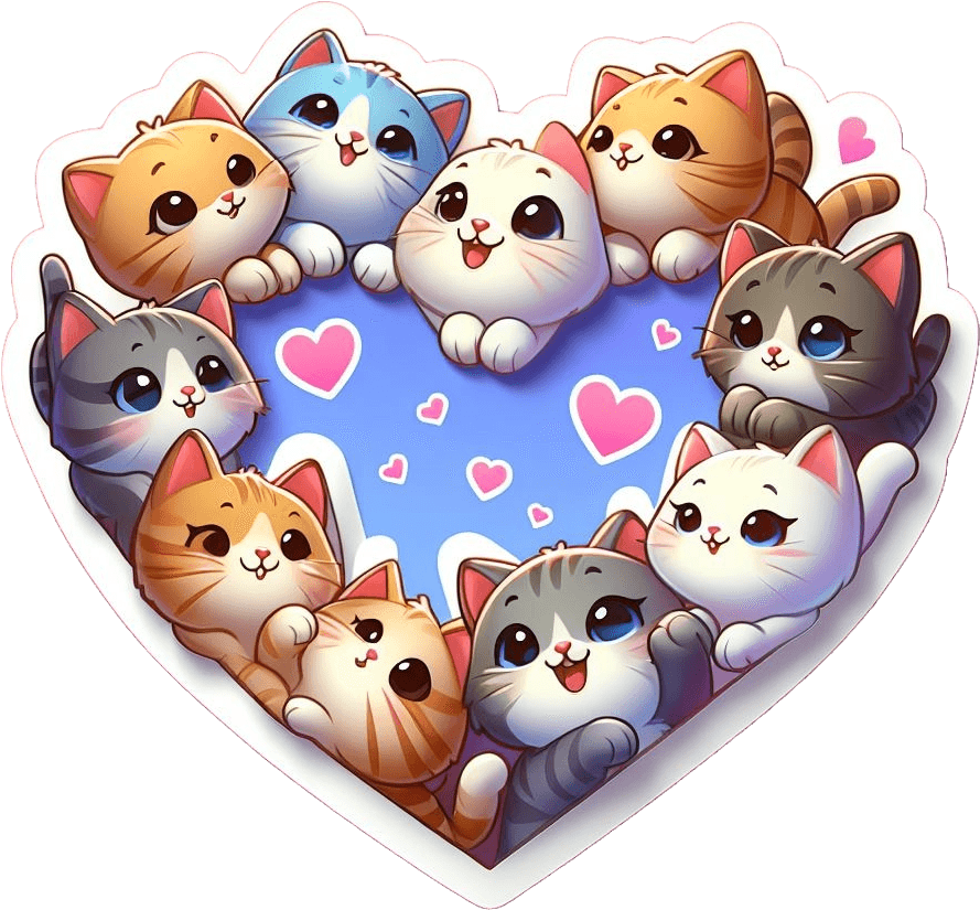 Adorable Kittens Hugging Large Heart Valentine's Sticker 