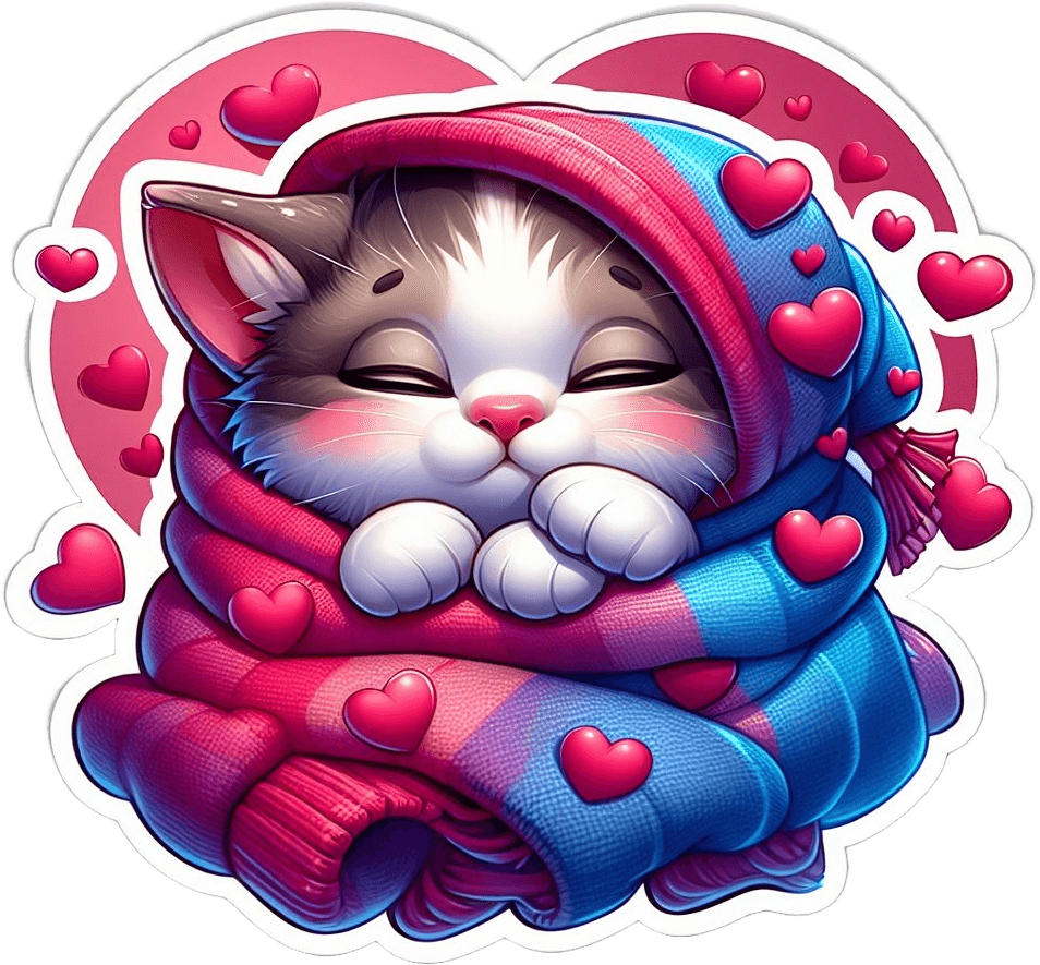 Cozy Kitten In Scarf Valentine's Day Sticker 