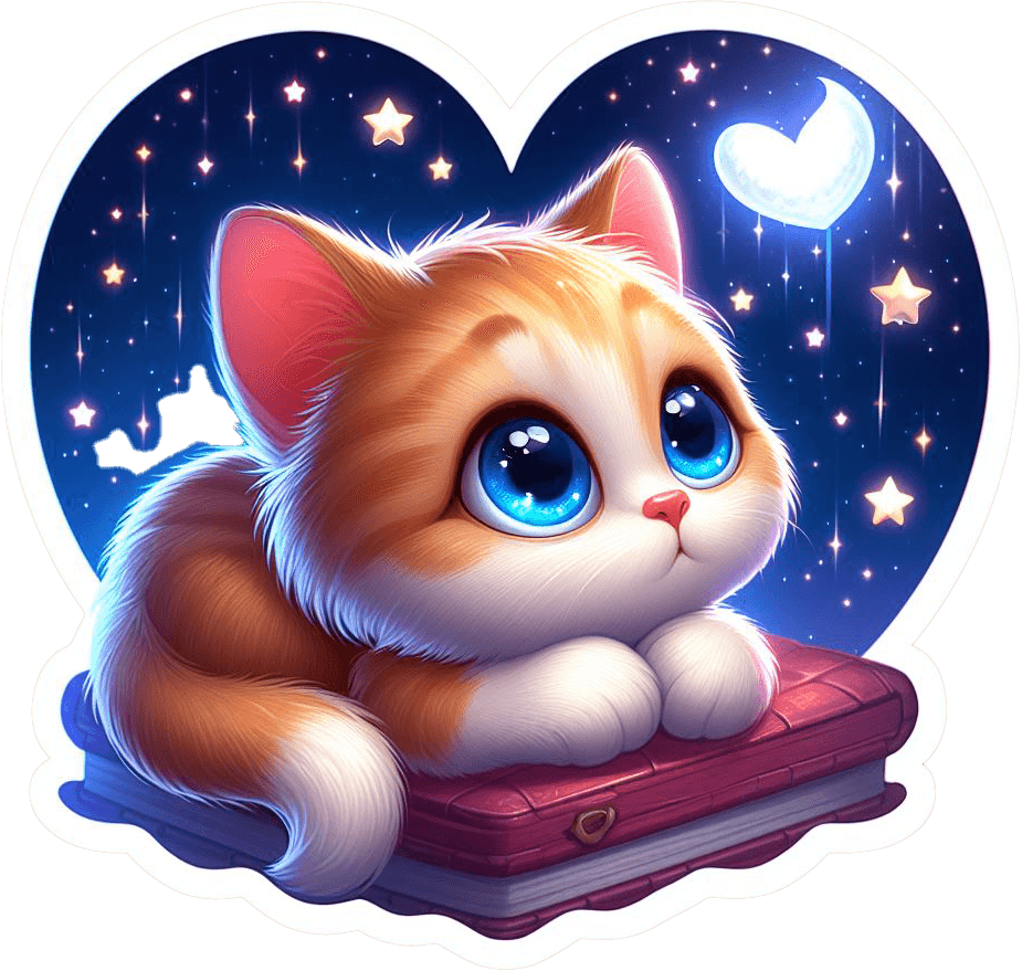 Dreamy Kitten Under Starry Night Valentine's Sticker 