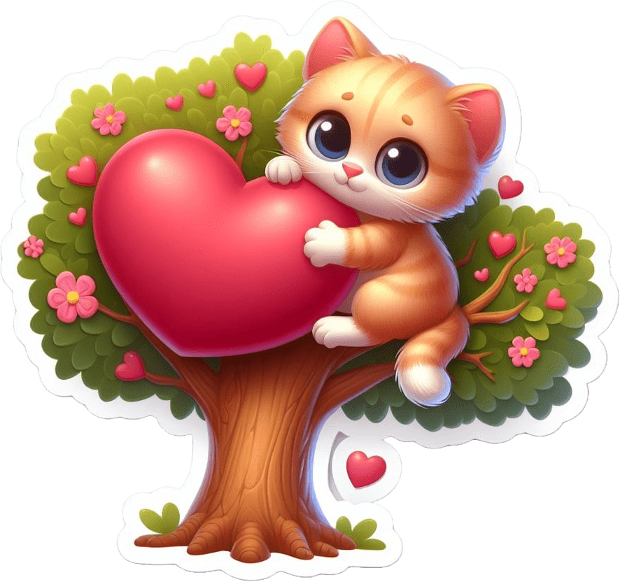 Heartfelt Kitten Love Valentine's Day Sticker 