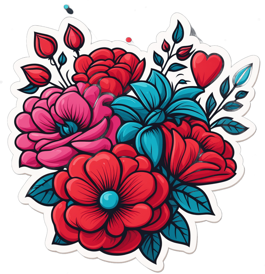 Valentine's Day Bouquet Sticker | Intricate And Vibrant Floral Design 