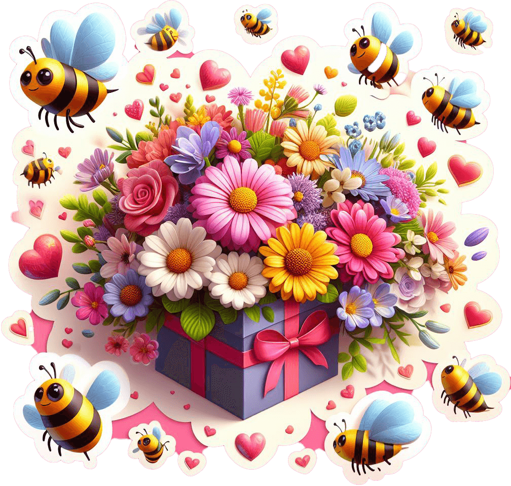 Buzzy Bees Love Garden Bouquet - Valentine's Day Floral Gift 