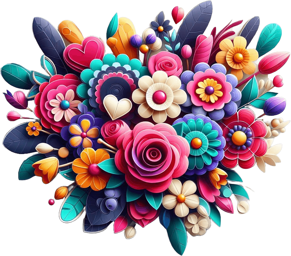 Vivid Love Floral Medley Bouquet - Colorful Valentine's Day Flowers 