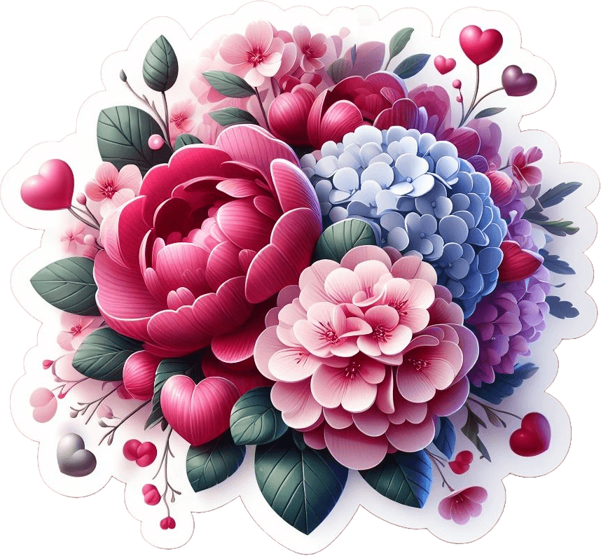 Blushing Blooms And Hearts Valentine's Day Bouquet 