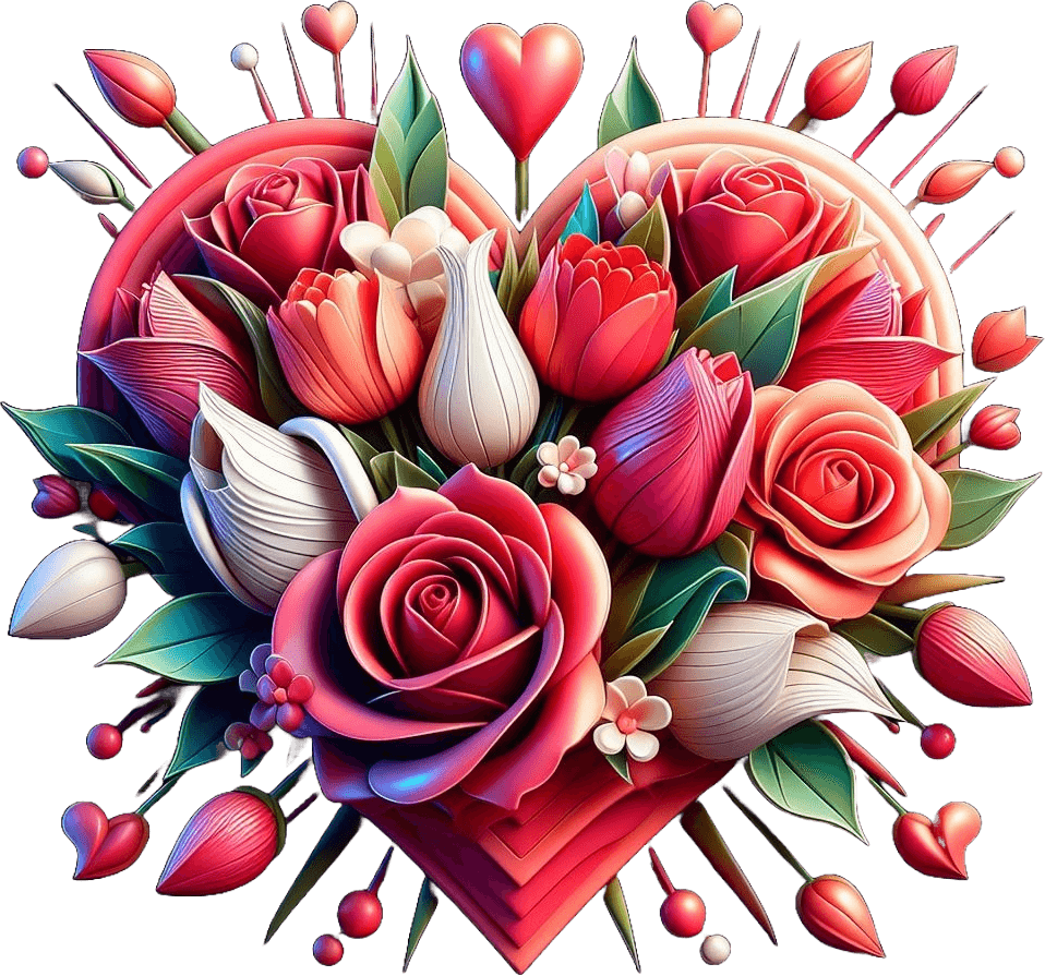 Vibrant Love Heart Valentine's Day Bouquet 