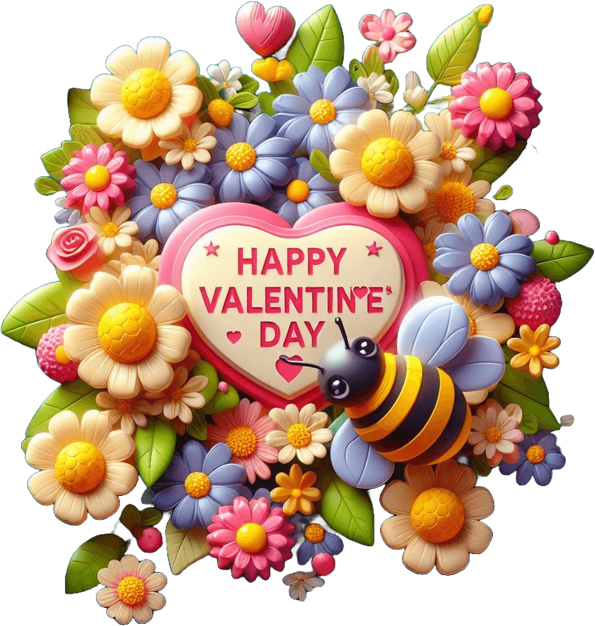 Playful Bee And Blossoms Valentine's Day Bouquet 