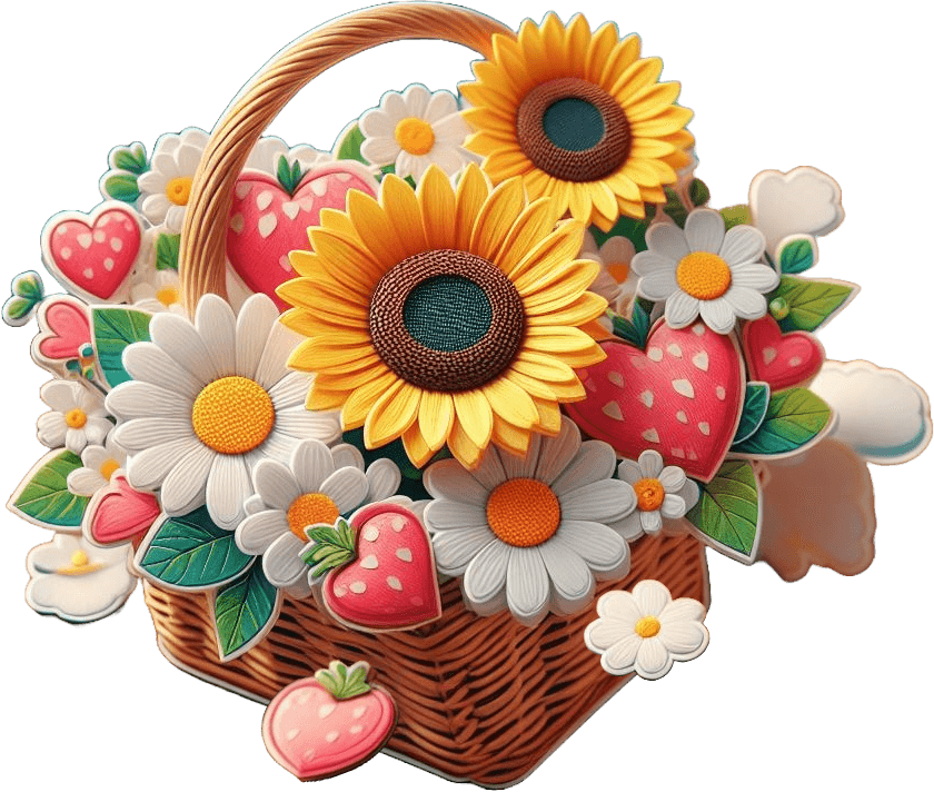 Sunny Sentiments Basket Bouquet For Valentine's Day 