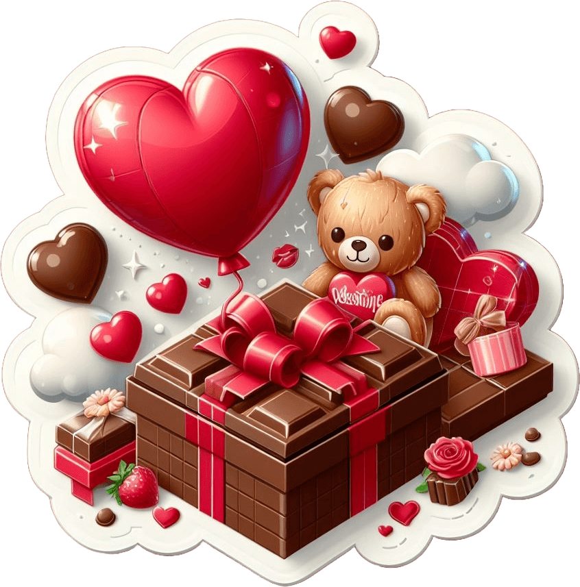 Teddy Bear & Balloon Chocolate Gift | Adorable Valentine's Day Package 